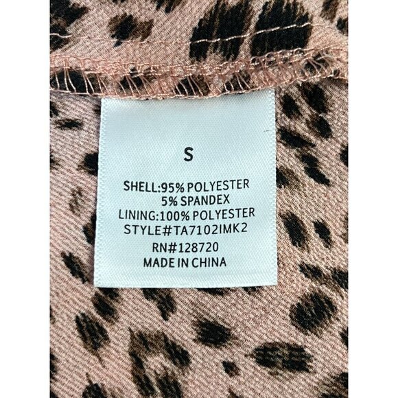 Francesca's Mi Ami Faux Wrap Peplum Blouse Small Animal Print Flutter S/S‎ NWT - Picture 9 of 12